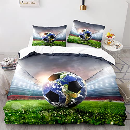 LKFFHAVD Fussball Bettwäsche 135x200 Jungen,Kinderbettwäsche Fußball Jungen Teenager Sport Bettbezug Mit Kissenbezug, Für Kinder Jungen (135 x 200CM,5)