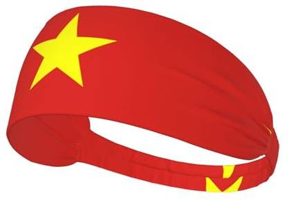 OBAOYY Vietnamese Flag Elastic Exercise Headband -Mens Sweatband Unisex Hairband for an Active Lifestyle ï»ż, Black, FD-12157