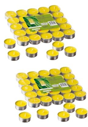 mille idee Tealight Candele Citronella 100 pezzi, Lumini Candele profumate Citronella Antizanzare, 4,5 Ore