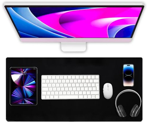 IPEA Tappetino per Mouse e Tastiera XXL in Ecopelle Premium - 70 x 40 cm - Tappetino Gaming Esteso da Scrivania per Monitor, Computer, Tablet, Oggetti - Lungo, Antimacchia e Idrorepellente