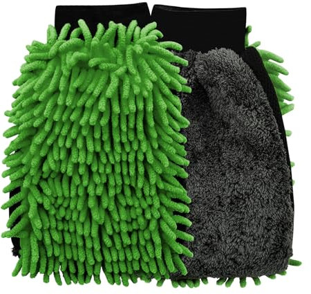 OFFCURVE Guanti Auto, Guanto Lavaggio Auto Microfibra, Multifunzione Guanto Pulizia Auto 1 Pezzo Verde