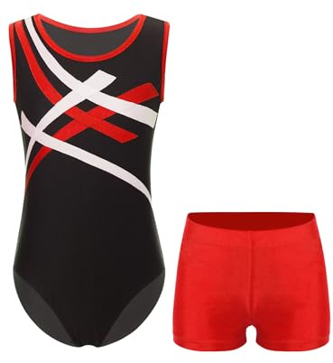 Miaeowve Enfant Garçon Justaucorps de Gymnastique Leotard Danse Ballet avec Short Gym Ensemble Sport Tenue Patinage Artistique Dancewear 5-16 Ans