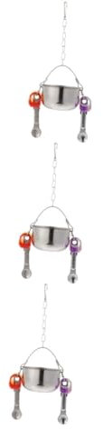 Toddmomy 3pcs Hanging Bird Feeder Stand Parrot Food Cup Water Bowl for Bird Feeding Station
