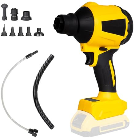 Soplador de Polvo Inalámbrico para Batería Dewalt 18V/20V, Soplador de Mano de 1000W Duster de Aire Comprimido, Motor de Velocidad Variable, Luz LED, 720 MPH y 8 Boquillas (Sin Batería)