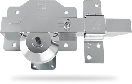 Amig - Cerrojo de Sobreponer con Resbalón de Alta Seguridad - Cilindro 50 mm - 90 x 154 mm - Acero - Cromado Brillo - Antibumping y Antitaladro - Cierre a la Izquierda