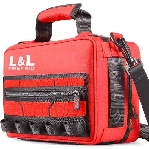 L&L First Aid Botiquín de primeros auxilios para coche, hogar, viajes y negocios. Equipo de supervivencia de 450 piezas. Botiquín de primeros auxilios para emergencias