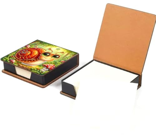 Fiorky Leather Animals Gem Painting Memo Pad Holder Mosaic Kit Flowers Rhinestones Post It Dispenser Pattern Diamond Art Note Box with 160 Sheets of Paper for DIY Art Craft