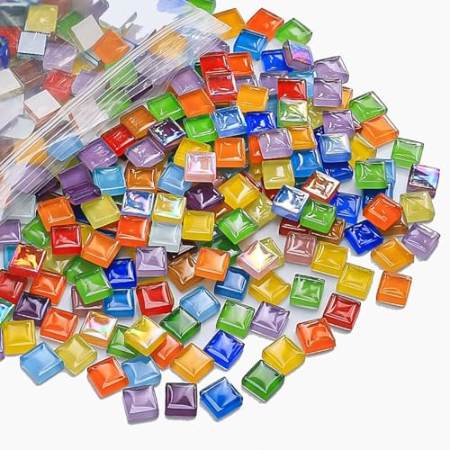 1000 g di pietre a mosaico colorate, 1 x 1 cm, mosaico quadrato per fai da te, pietre a mosaico colorate, serie di colori assortiti, per fai da te, vasi, tazze