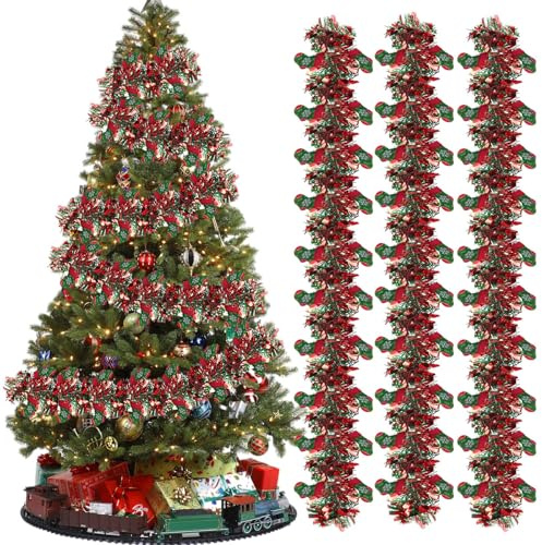 5 Piezas Guirnaldas Navidad,2M Brillante EspumillónNavidad,EspumillÓn Árbol Navidad,para Decoración Pared Ventana Escalera Regalos (C)