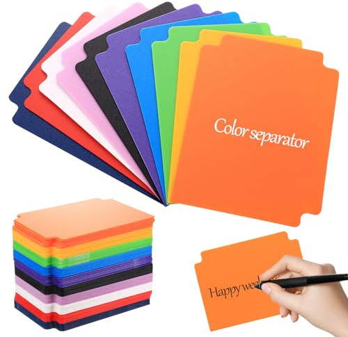 100 séparateurs de cartes, 10 couleurs, en plastique, adaptés pour cartes de collection, sport, classeurs, marque-pages, format standard, séparateurs colorés, idéals pour organiser cartes et livres.