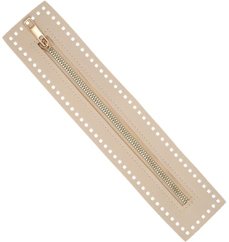 QUARKZMAN Cremallera De Cuero PU 10.6x2.3 Con Cremallera De Bobina A Granel Para Reemplazo De Marco Para Bolsos De Crochet Zapatos Jeans Accesorios De Manualidades DIY Beige