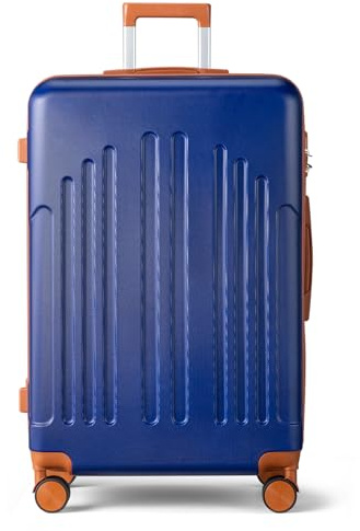 LEADZM Valise Cabine Rigide en ABS Léger (Marine-Brun, M/55cm) | Bagage Cabine 55x35x25, Valise Soute Suitcase de voyage avec 4 Roulettes Spinner