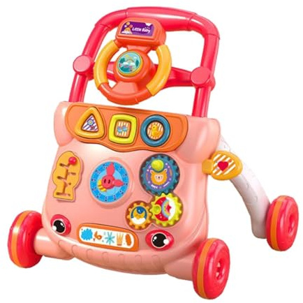 DuskHaven Giocattolo per Imparare a Camminare, Spinta, Giocattolo per Imparare a Camminare, Giocattolo Musicale per Bambini, rosso, Taglia unica