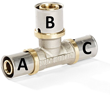 H2O-Flex Pressfitting T-Stück reduziert 26x3mm-20x2mm-26x3mm, Verbundrohr