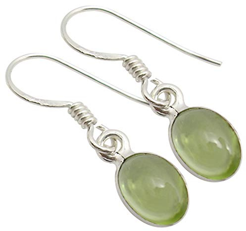 SilverStarJewel Natürlich Oval Peridot August Geburtsstein Ohrringe 2,5 cm 1,3 Gramm Reines Silber