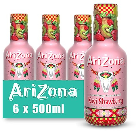 Arizona Kiwi Strawberry Juice, Pack of 6 x 500ml PET Bottles, Fruity Drink with Kiwi and Strawberry, No Artificial Colours or Preservatives