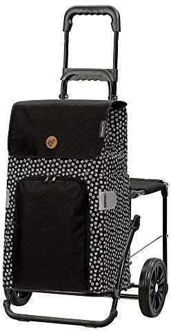 Andersen Shopper Komfort Stahl klappbar mit Rad Ø 20cm und 47 Liter Tasche Mara schwarz
