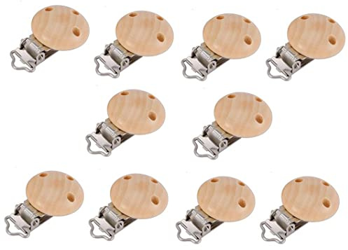 Hitopin 10PCS Madera de Chupete de Clip, Soporte de Chupete de Madera, Clips para Chupete, Clip Madera para Chupete, para Adornos de Joyería DIY