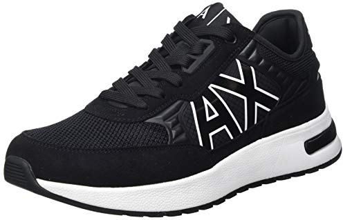Armani Exchange Herren Dusseldorf Embossed Geometric Motifs Sneakers, Schwarz, 43 EU