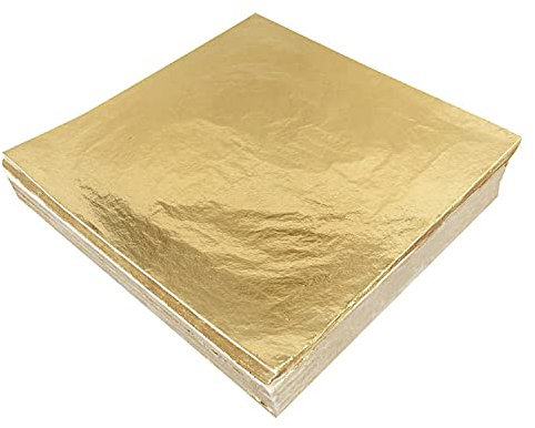 xQzit 200 PCS Gold Leaf Sheets | 14x14cm Gold Foil Sheets for Gilding, Nails, Art & DIY Crafts | Gold Foil Paper Ideal for, Furniture, Home Decoration & Canvas Projects