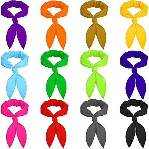 Tatuo Ice Cooling Scarf Cooling Neck Bandana Wrap Headband for Men Women Outdoor Activities (12 Solid Colors,12 Pieces)