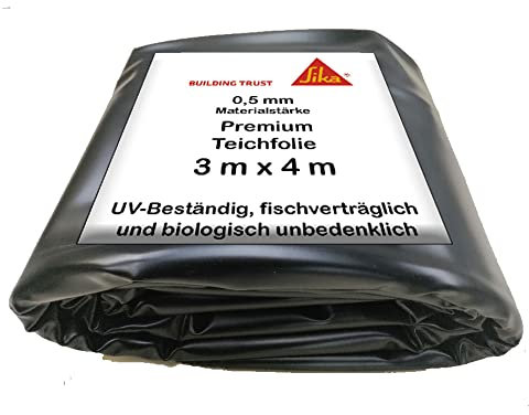 PVC Teichfolie 3 m x 4 m Stärke 0,5mm schwarz Teich Gartenteich Teich Teichbau