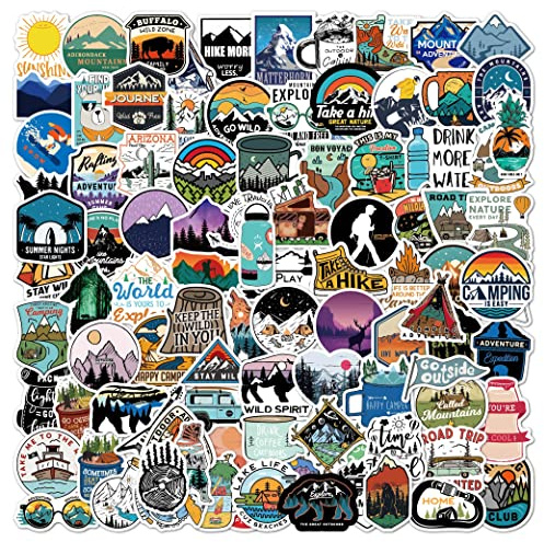100 adesivi per esterni, Vsco, campeggio, avventura, impermeabili, in vinile, per laptop, valigie, moto, skateboard, auto, bagagli