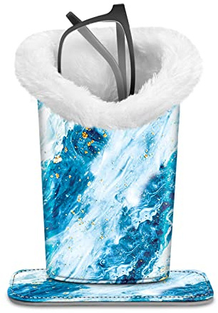 FINTIE Étui à lunettes doublé de peluche, support pour lunettes, rangement anti-rayures pour bureau, table de chevet ou bureau, vague de sable