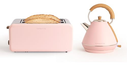 CREATE/PACK TOAST RETRO XL + KETTLE RETRO L/Toaster Pastellrosa mit Wasserkocher Pastellrosa/Wasserkocher 1,7 L