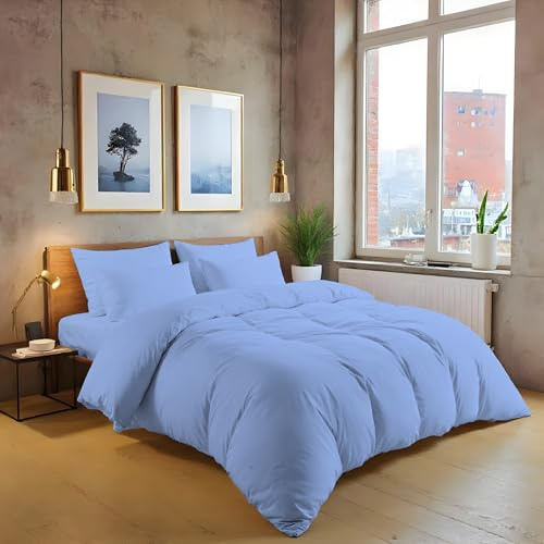 MistyMorning Plain Duvet Cover sets, Soft & Premium quality Bedding & Linen, Egyptian Cotton with 200 Thread Count. (Sky Blue, Single)