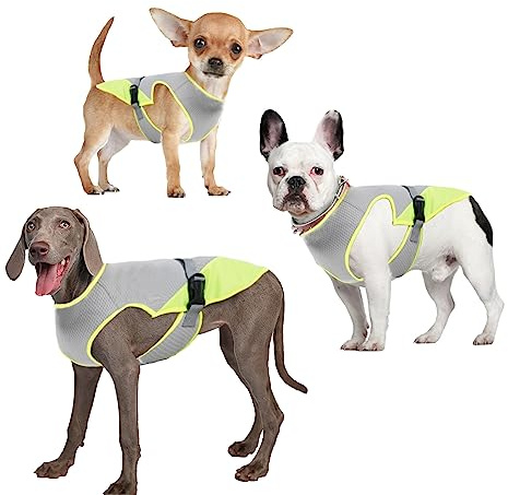 Dog Cooling Vest,Dogs Cooling Jacket,Safe Coat for Summer Sun Protection,Breathable Mesh Ice Vest,Dog Clothes Cool Jackets with Adjustable Straps for Medium,Large Dogs (Grey-XL)