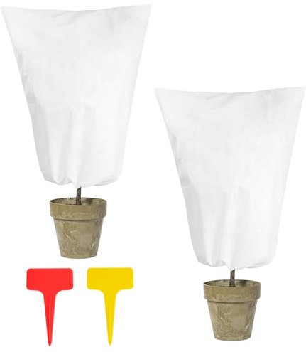 VEGCOO 2 Packs Plant Fleece Frost Protection, Plant Covers for Winter with Zipper and Drawstring for Protecting Plants from Frost Damage(80x100cm, 70gsm)