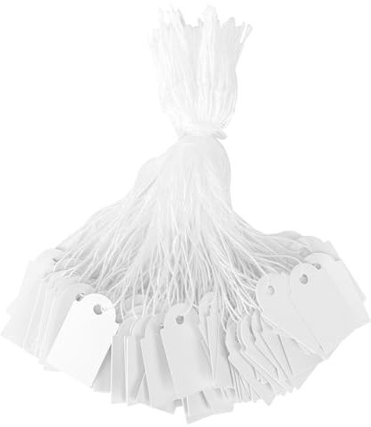 200 Stück kleine Geschenk-Preisschilder, Hängeetiketten mit Schnur - Weiß