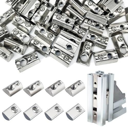 XTUDOU® 60 Stück Nutensteine mit Kugel, M6/ M8 Nutensteine 40 Serie Nutenstein mit Feder Nut 8 für Aluminiumprofil-Extrusionsschlitz