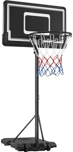 Yaheetech Basketball Hoop and Stand Portable Basketball Net Set Outdoor Indoor Basketball Stand with 2 Wheels & 28'' Backboard, Adjustable Height 219-249cm
