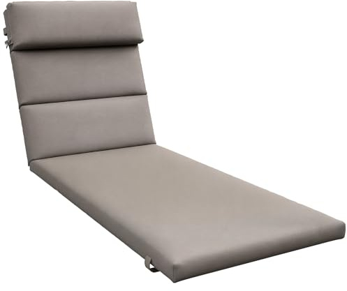 Outsunny Cuscino per Sdraio e Lettino Prendisole, Cuscino Imbottito con Poggiatesta e Lacci in Poliestere Resistente all'Acqua, Grigio Scuro