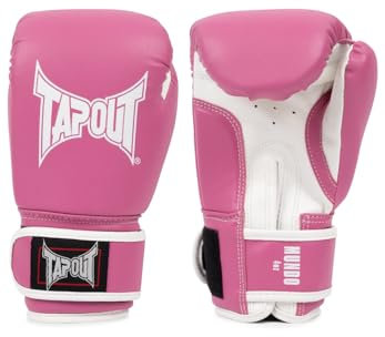 Tapout Guantes de Boxeo de Piel sintética (1 par), Color Rosa y Blanco