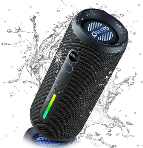 OHAYO Bluetooth Lautsprecher 24W Portable – Bluetooth 5.3 Box mit RGB Licht & Bass Boost, 30h Akku, IPX7 Wasserdicht, Freisprechen, Musikbox für Outdoor, Party, Strand, Garten