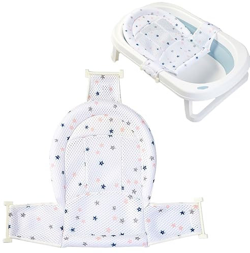 Syiyunran T-Shaped de Baño Para Bebé - Bath mat with Adjustable net White 1pc, Alfombra de Baño Antideslizante, Cojin Bañera Bebe Red para Bebés,Asiento ajustable Niños 0 a 1 año