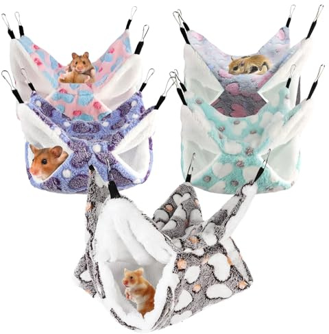 Lot de 5 hamacs pour cochon d'Inde - Double couche - Pour petits animaux - 30 x 30 cm - Chauds - En peluche douce - Pour cochon d'Inde, chinchilla, hamster