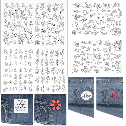 Betinyar Papel de bordado estabilizador soluble en agua, papel de bordado para pegar y coser, 3 hojas tamaño A4, 170 patrones, blanco, material PP