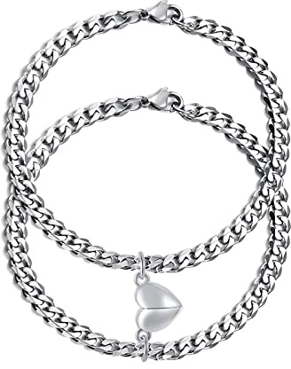 Vnox Bracciali Coppia Acciaio Regalo Fidanzata: Regalo San Valentino per Lui Bracciale dell'Amore Bracciali Coppia Fidanzati Regali per Lui Lei per Fidanzato