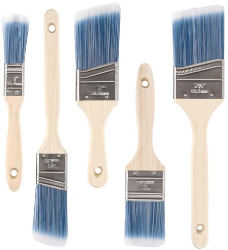 LDHHYH Juego de pinceles planos de 25 mm, 38 mm, 2 unidades de 50 mm, 68 mm, juego de pinceles de pintor, juego de 6 piezas, juego de pinceles para pintor, pincel plano con mango de madera, pincel