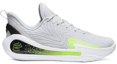 Under Armour Curry 12 Shooting Star UA Flow Cushioning Unisex Basketballschuhe mit doppelter Dichte, Grau Schwarz Weiß, 45 EU