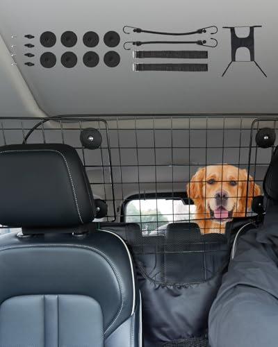VEVOR Hunde Autobarriere einstellbare Trennwand Hundegitter (900 x 416 mm) Autoschutzgitter zur Montage auf den Vordersitzen, Haustierbarriere aus Drahtgeflecht, passende Autobarriere für SUVs Lkws
