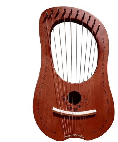 Lyre Harpa | 10 metallsträngar lye harpa | rundade kanter mahogny lyre musikinstrument | Lye harpa massivt trä mahogny för och mer bekvämt grepp