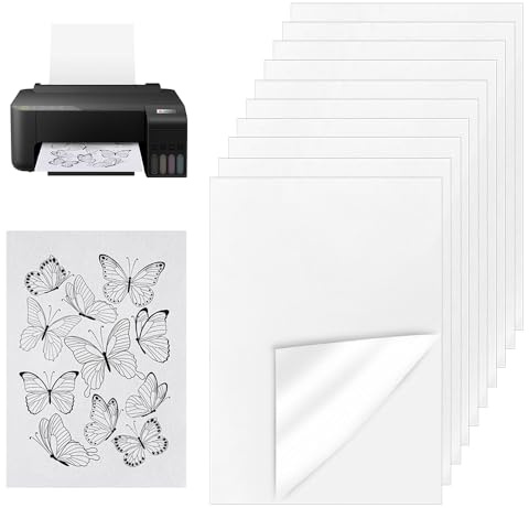 WEFHEF 12PCS Estabilizadores de Bordar A4, Papel para Bordar Soluble Adhesivo, Entretela Hidrosoluble Autoadhesiva, Papel Soluble en Agua para Imprimir o Dibujar Patrones, Bordar a Mano y a Máquina