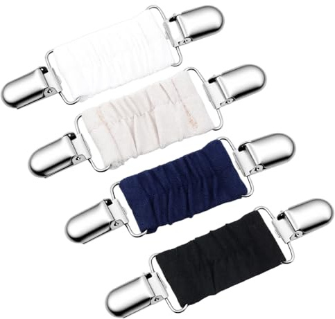 LXUEJIE 4 Pcs Cinch Clips for Dresses, Elastic Waist Cincher Clip, Dress Tightener Clip for Tightening Clothes, Adjustable Collar Clips for Shawls, Cardigan, Shirt, Sweaters, Easy Grip Metal Fastener