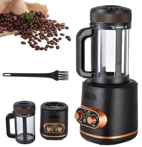 Tostadora de café de 2400 W, tostadora de granos de café con aire caliente, 300 g con temporizador y temperatura ajustable, enfriamiento automático, cámara de visualización de vidrio