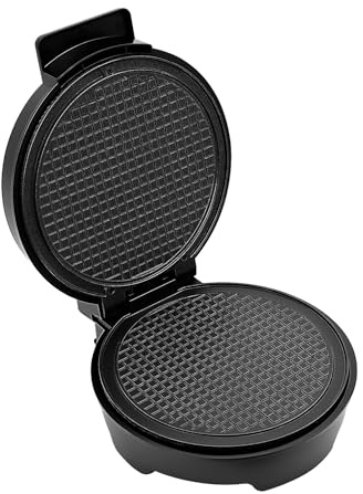 Macchina per waffle di gelato, 1200 W, piastra per waffle di gelato con termostato regolabile, superficie di cottura Ø 20 cm, antiaderente, manico termoisolante, formina conica inclusa, nero